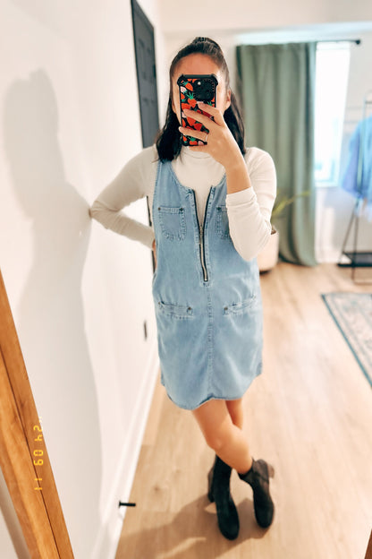 90's denim mini dress | M