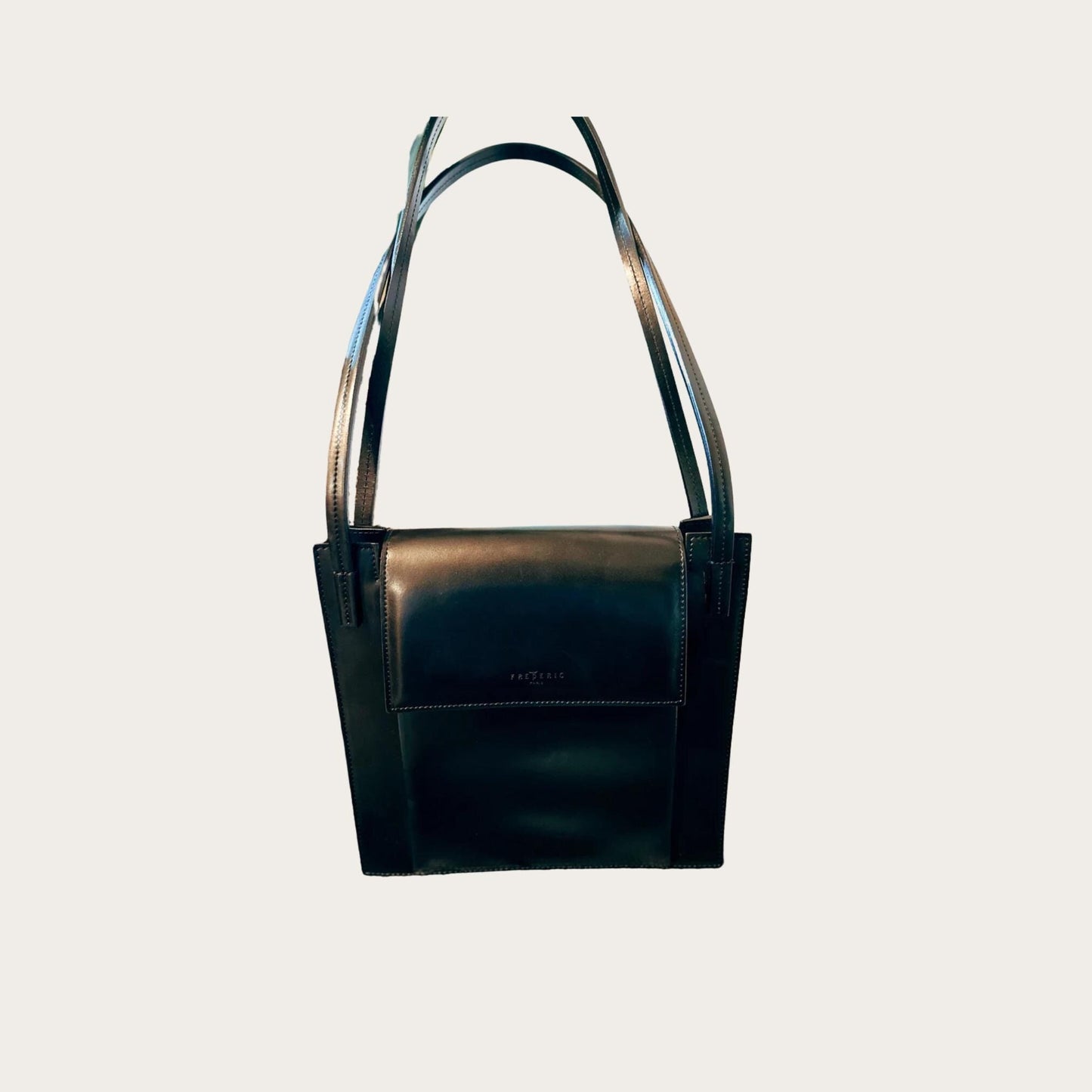 Structured leather tote bag - black